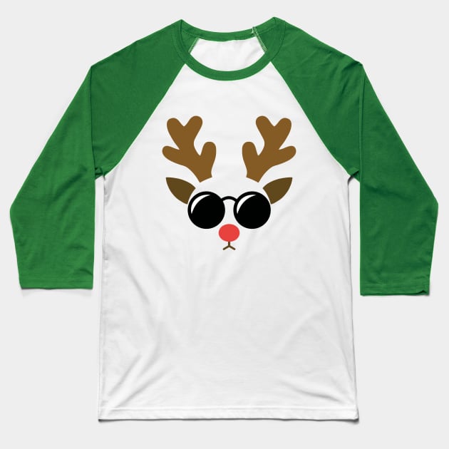 Rudolph Face Baseball T-Shirt by DaphInteresting